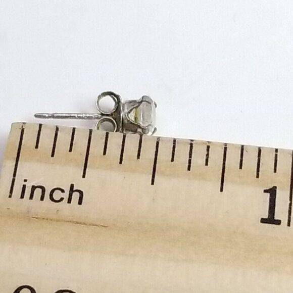 Vintage Sterling Silver Rhinestone Prong Set Stud Earrings, 925, Estate - Picture 5 of 6